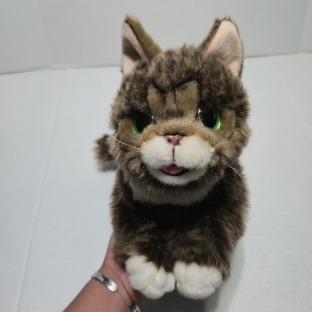 Cuddle Barn Lil Bub Plush Cat Tabby Kitten Green Eyes Stuffed Animal Toy 12"